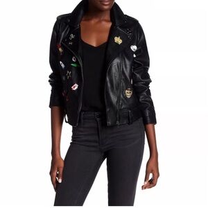 NWOT Bagatelle vegan leather pins & patches jacket